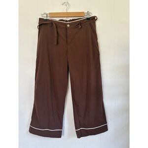 Lucy Womens XS Brown Wide Leg Cropped Pants Nylon Spandex Sporty Capri